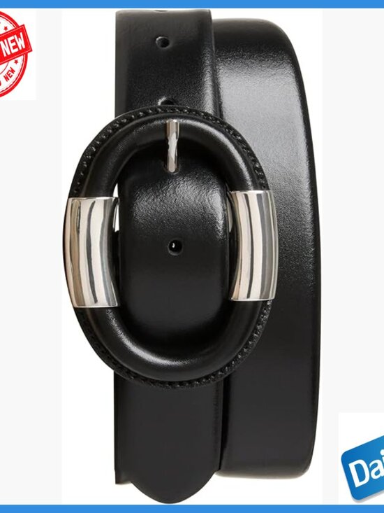 Genuine Leather Belt with Silver Hardware, Small Size